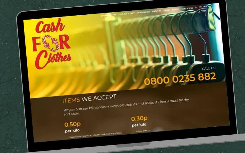 Mockup website of Cash for Clothes_Places to Sell Clothes for Cash in the UK Content Image UK