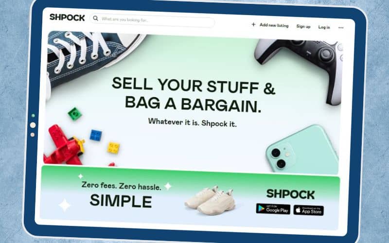 Mockup website of Shpock_Places to Sell Clothes for Cash in the UK Content Image UK