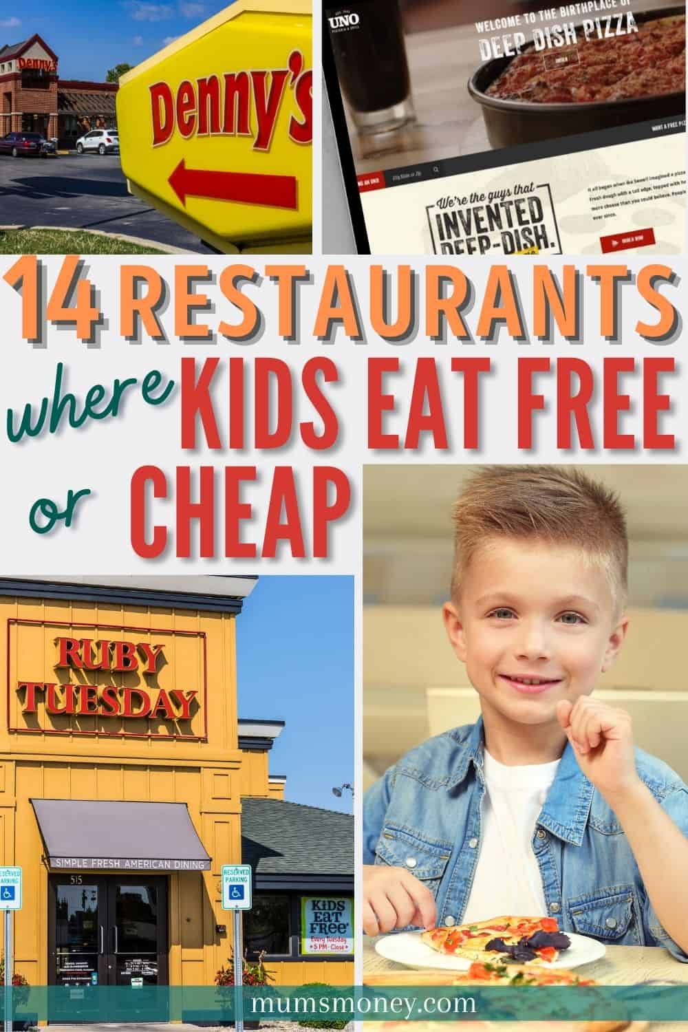 14 Restaurants Where Kids Eat Free or Cheap Pin Image