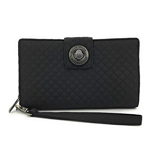 Bella Taylor Microfiber RFID Wristlet Cash System Wallet for Cash Envelope Budgeting, Midnight Black