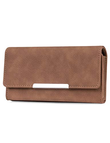 Mundi File Master Womens RFID Blocking Wallet Clutch Organizer With Change Pocket (One Size, (Brown Sugar))