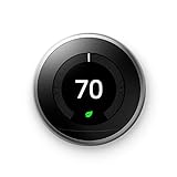 Google Nest Learning Thermostat - Programmable Smart Thermostat for Home - 3rd Generation Nest Thermostat - Works with Alexa - Stainless Steel