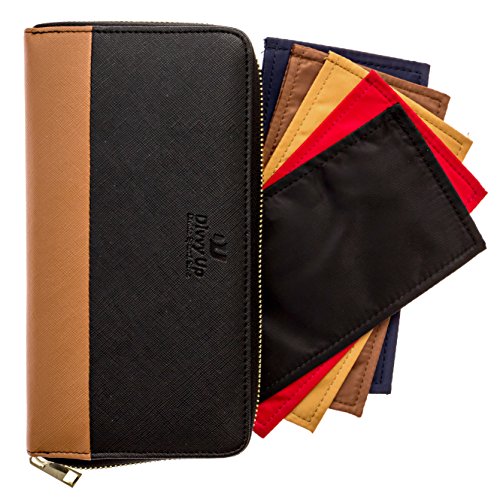 The Great Divide. A Cash Budget Wallet with 5 Magnetic Cash Envelopes by Divvy Up. (Black & Tan)