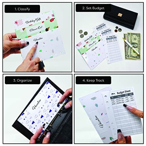 With You All-in-One Cash Budget Envelope System Wallet | Premium Crossbody Wallet with Wristlet and Charm Pendant, 12 Laminated Budget Envelopes, 12 Budget Sheets, and 12 Label Stickers (Black)