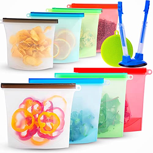 Silicone Bags Reusable Silicone Food Bag Reusable Sandwich Bags Silicone Storage Bags Silicon Containers Plastic Conteiner Freezer Gallon Size Snack Sous Vide Lunch