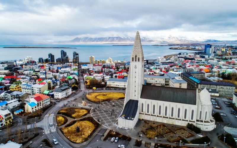 aerial view reykjavik iceland