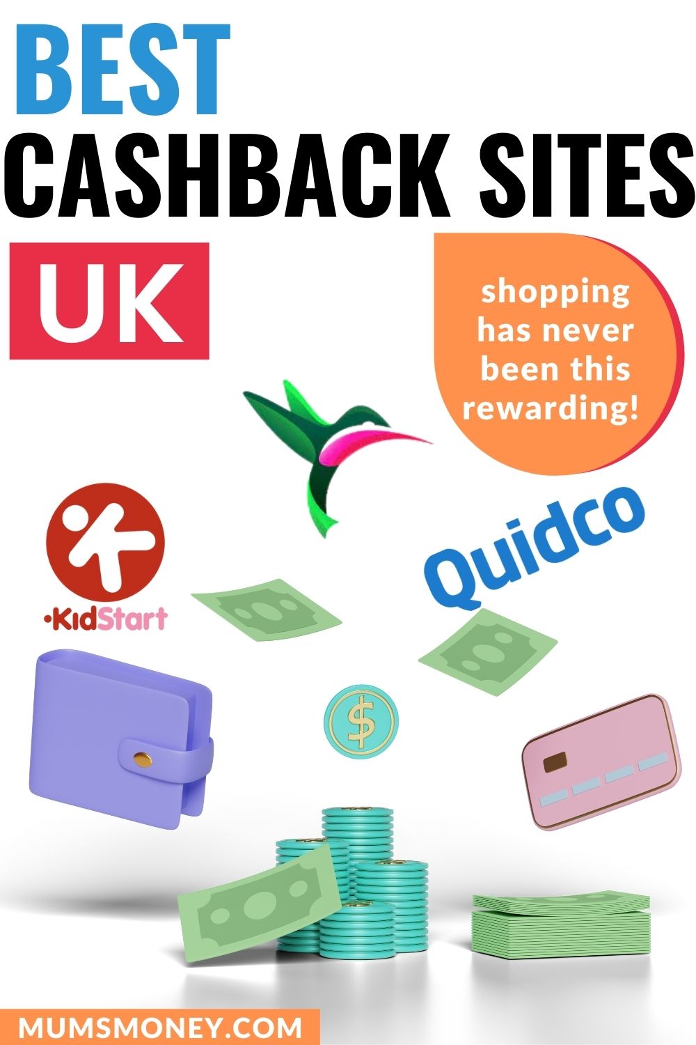 Photo showing images ofwallet, phone, cash, cashback app logos with text overlay that reads Best Cashback Sites UK