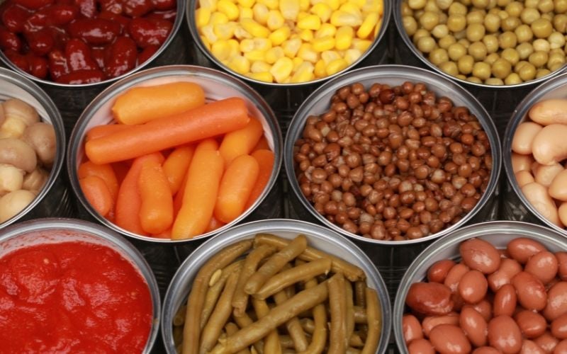 Photo of different canned vegetables and beans