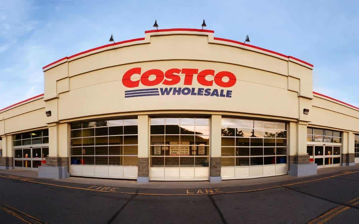 Corner area of large building of Costco beside the road