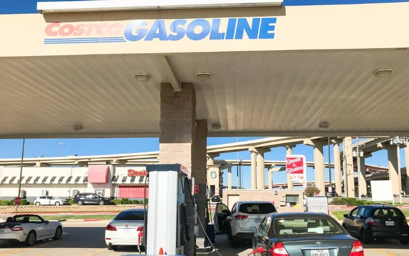 Costco gas station with cars having refills