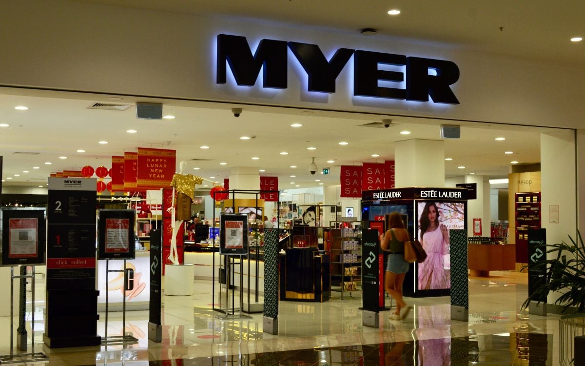 A large store with the name Myer above the entrance