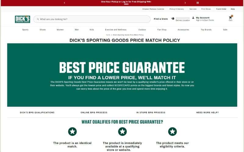 Dick's online for Nike Price Match