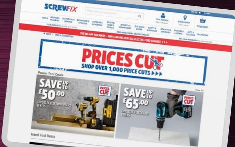 A mockup of the screwfix online