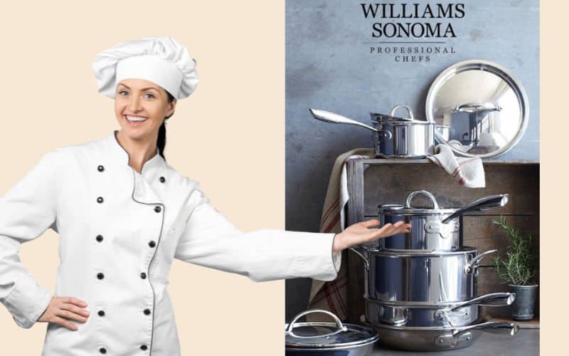 Image showing a woman chef anf a photo of Williams Sonoma invitation to register