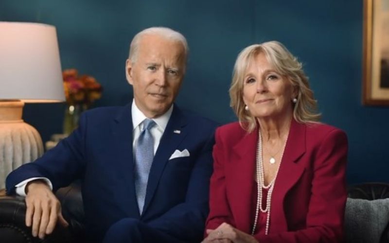 Photo of US President Joe Biden and wife Dr. Jill Biden while sitting