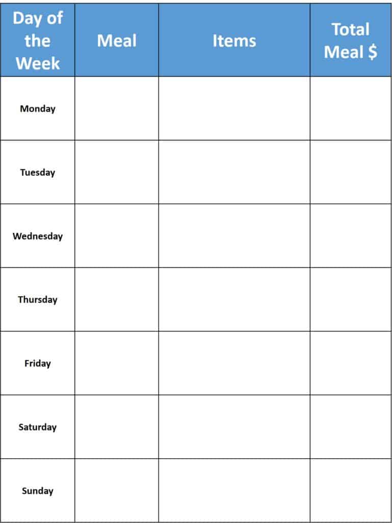 Weekly Grocery Printable