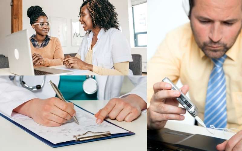 woman consulting a doctor, a transcriptionist