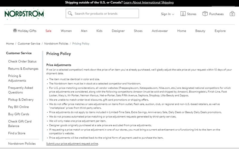 Nordstrom Price Adjustment 