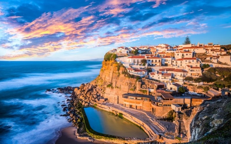 beautiful place in Azenhas do mar in Sintra near Lisbon on a great sunset