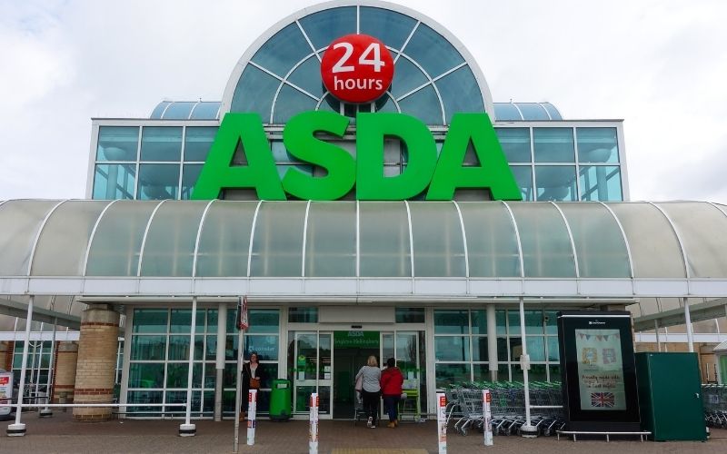 Photo of the front of Asda Supermarket in UK