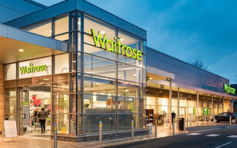 Photo of front of Waitrose supermarket in the UK