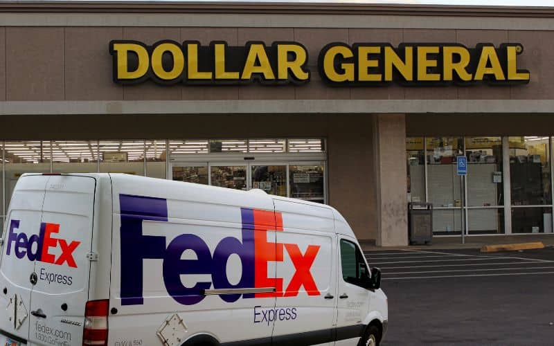 delivery van in front of Dollar general