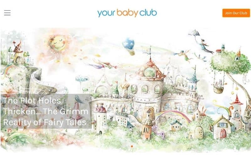 a website of Your Baby Club UK with cartoon image