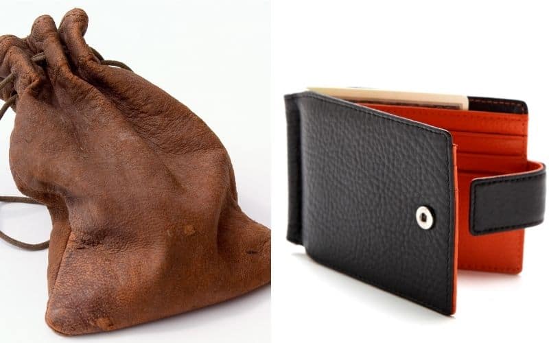 Photo showing a leather pouch and a wallet