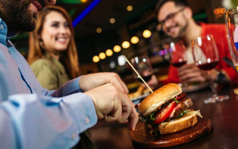 A group of friends eating burger